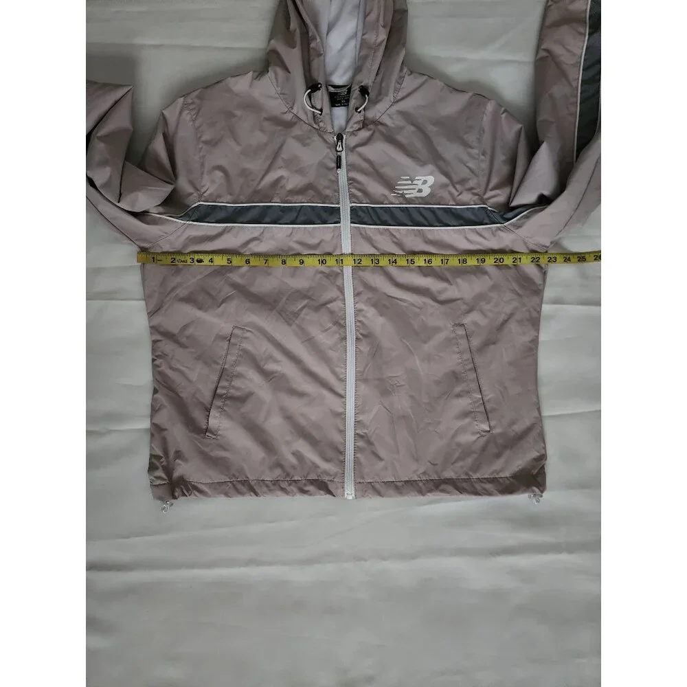New Balance Men's Gray Full Zip‎ Front Hooded Windbreaker Jacket Size XL